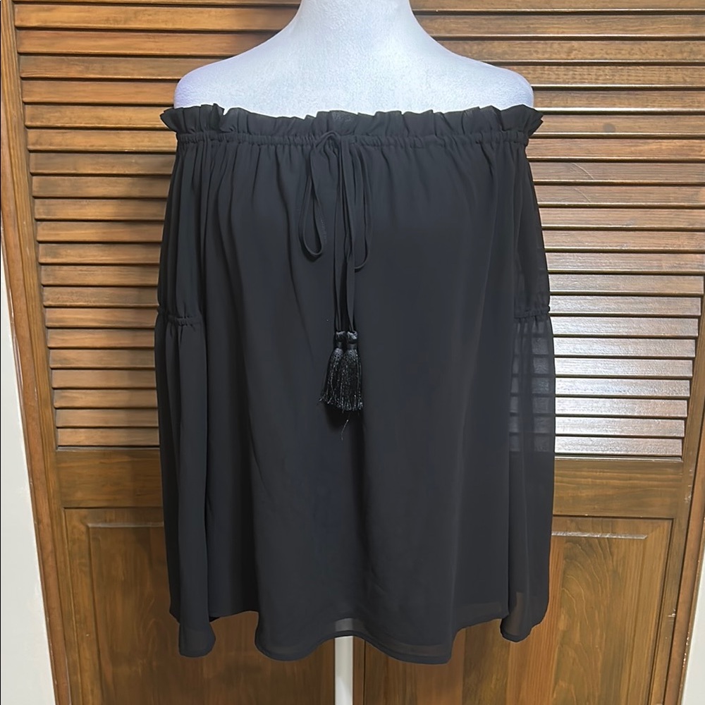 Michael Kors Elegant Black Women's On or Off the Shoulder Lined Top Size M